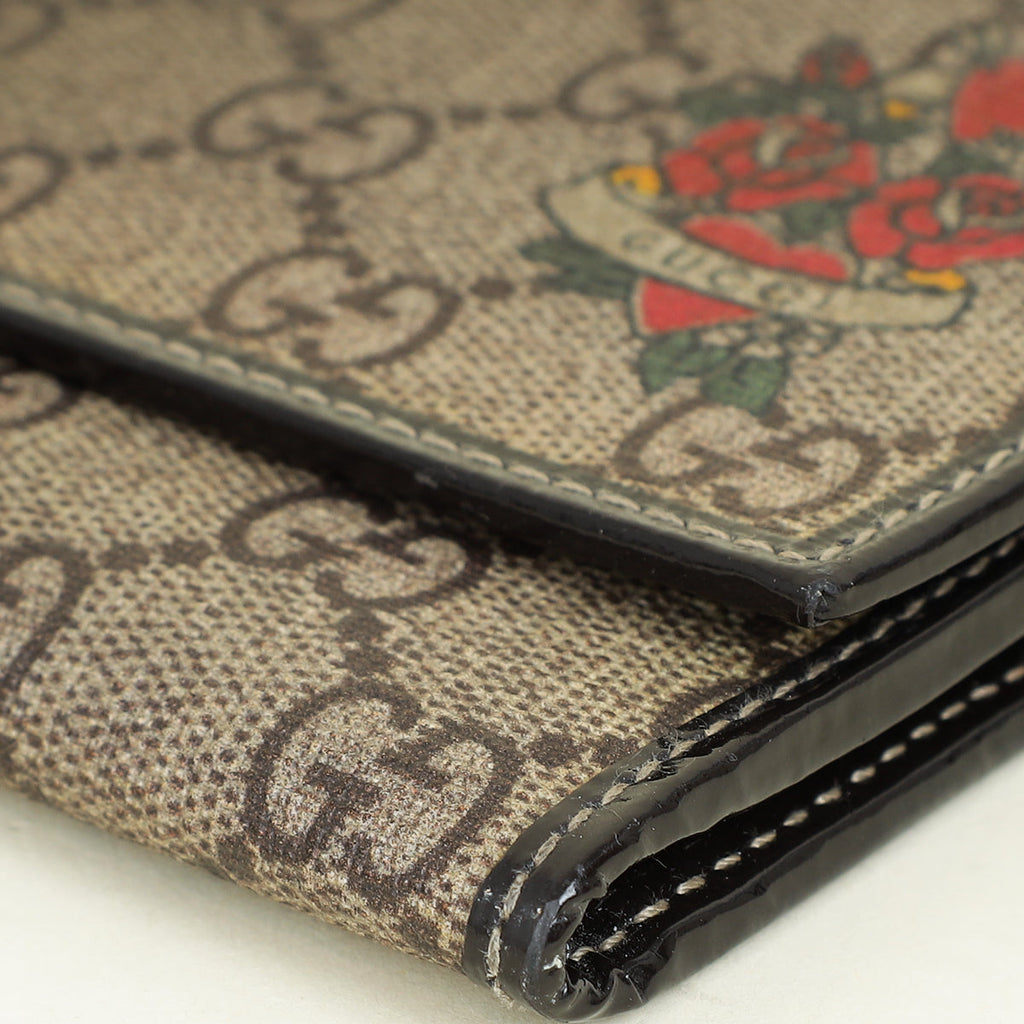 GUCCI Bicolor GG Supreme Continental Wallet