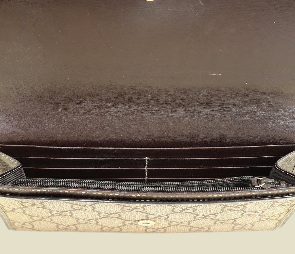 GUCCI Bicolor GG Supreme Continental Wallet
