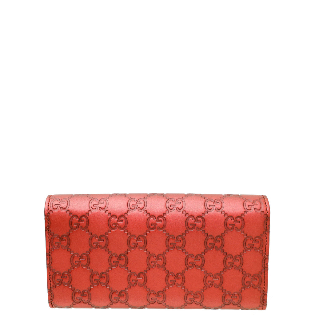 Gucci Maroon GG Guccissima Lovely Heart Continental Wallet