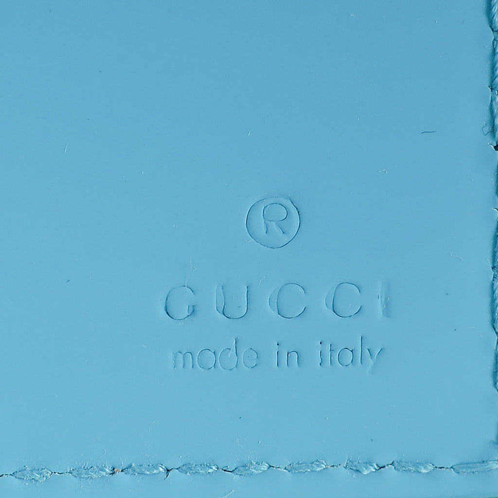 Gucci Neon Blue GG Embossed Rubberized Bi-Fold Wallet