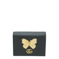 Gucci Black GG Marmont Butterfly Card Case