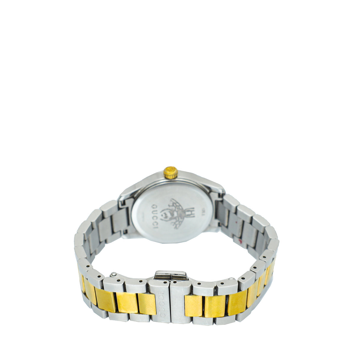 Gucci Steel Yellow Gold G Timeless Watch W/ Feline Head Motif