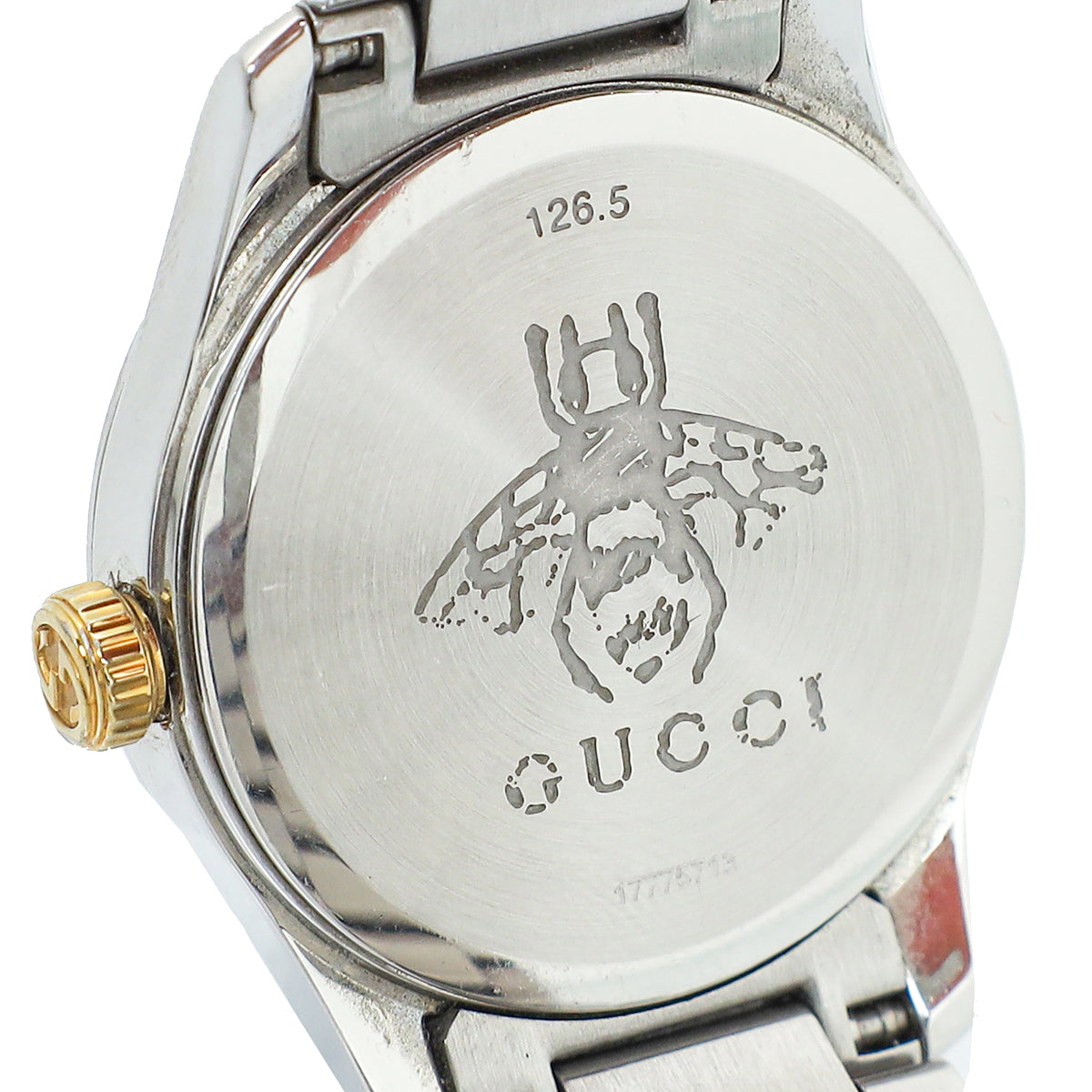 Gucci Steel Yellow Gold G Timeless Watch W/ Feline Head Motif
