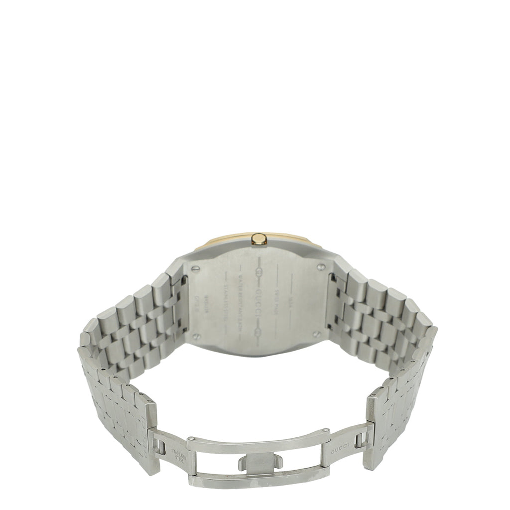 Gucci Stainless Steel 18K Yellow Gold 25H 30mm Quartz Watch
