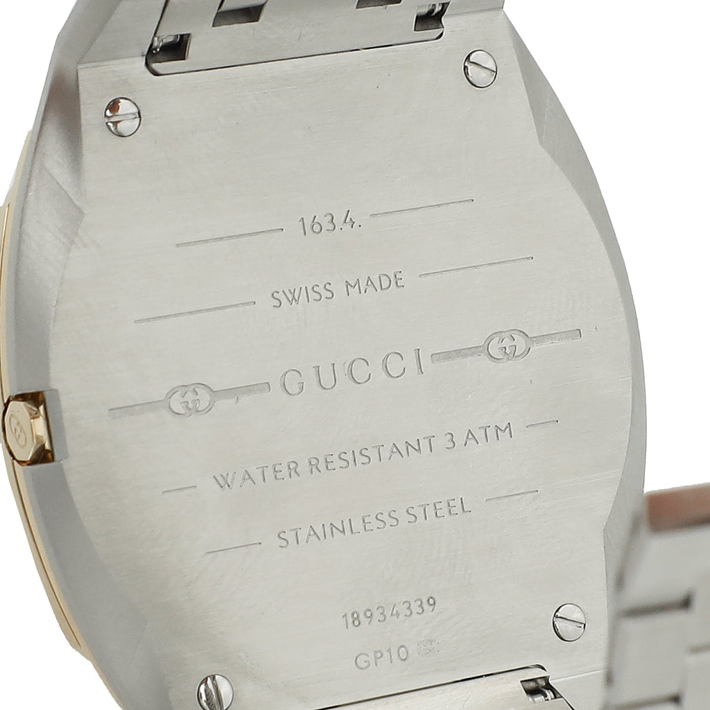 Gucci Stainless Steel 18K Yellow Gold 25H 30mm Quartz Watch