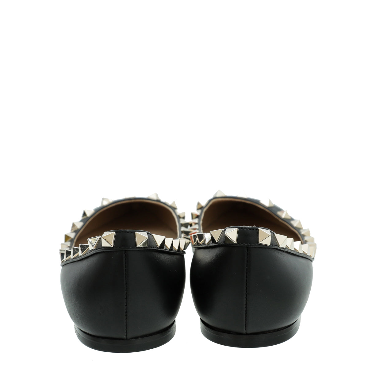 Valentino Black Rockstud Calfskin Flat Ballet 37.5