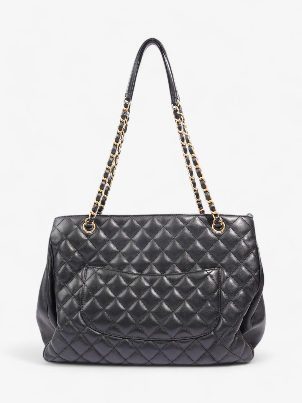 Chanel Shopping Bag Black Lambskin Leather Large