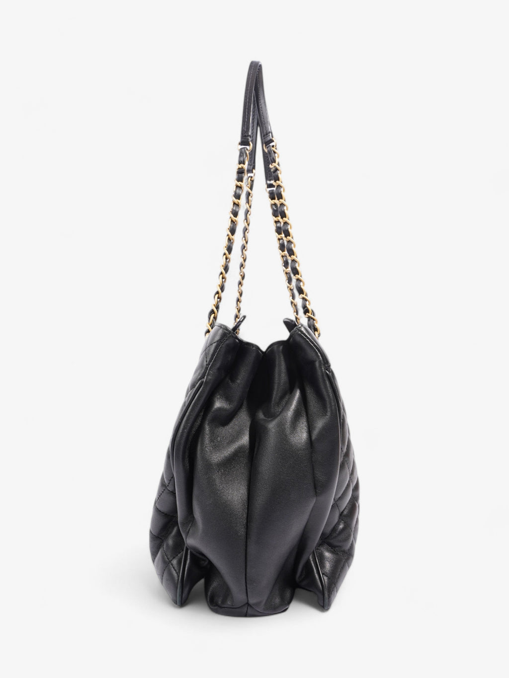 Chanel Shopping Bag Black Lambskin Leather Large