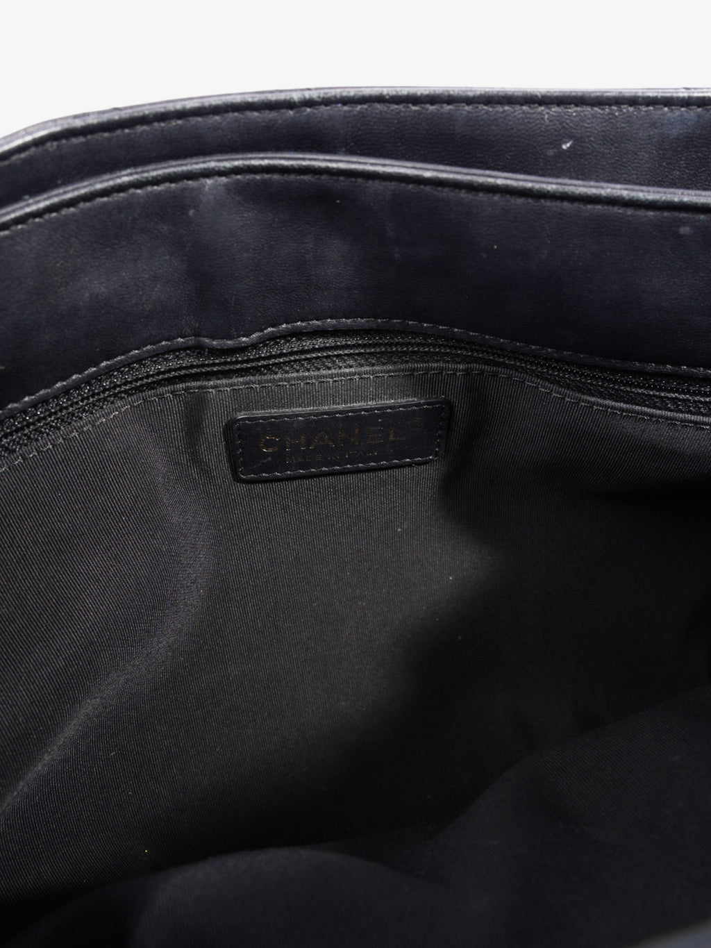 Chanel Shopping Bag Black Lambskin Leather Large