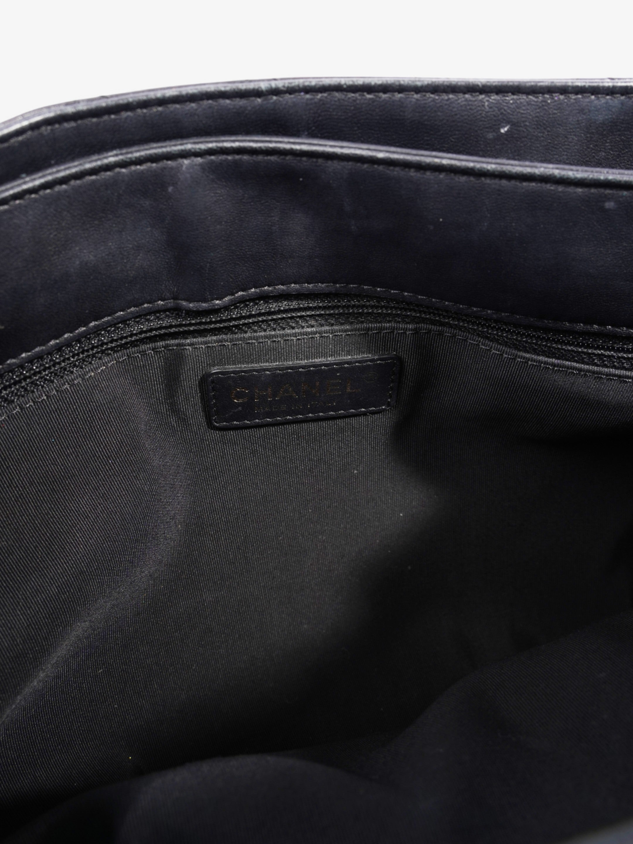 Chanel Shopping Bag Black Lambskin Leather Large