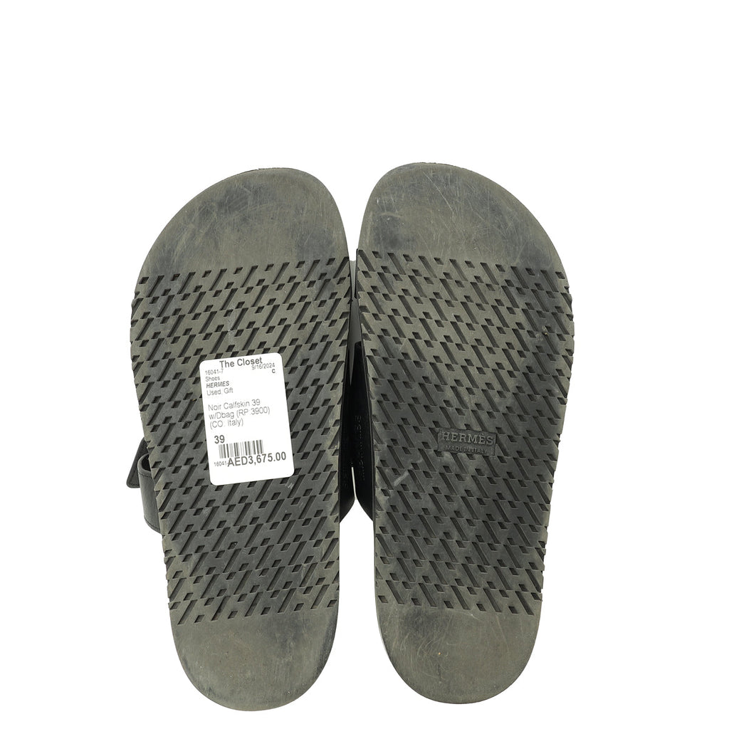 Hermes Noir Chypre Sandal 39