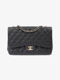 Chanel Classic Single Flap Black Caviar Leather Jumbo