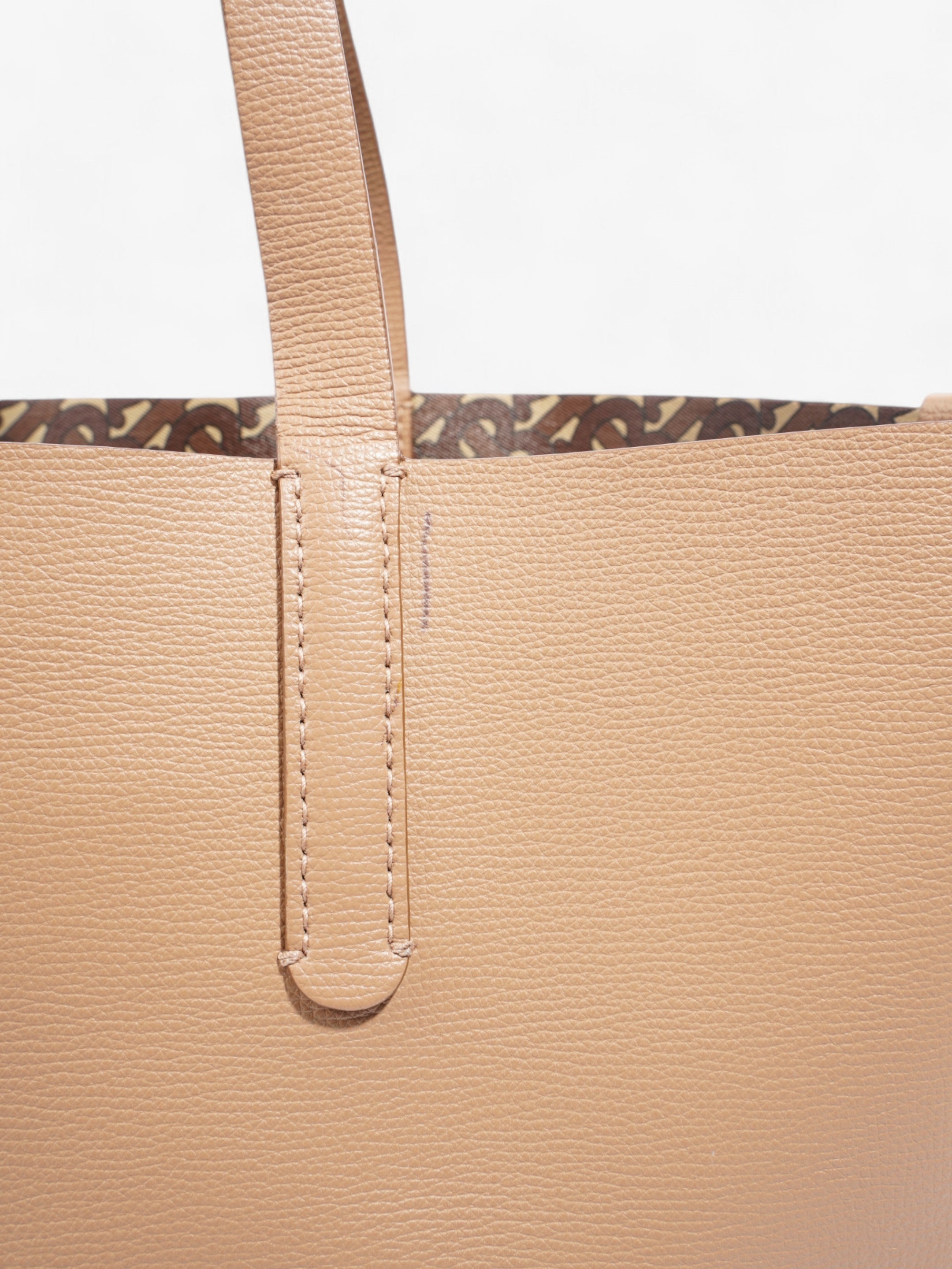 Burberry TB Embossed Shopping Tote Tan Leather