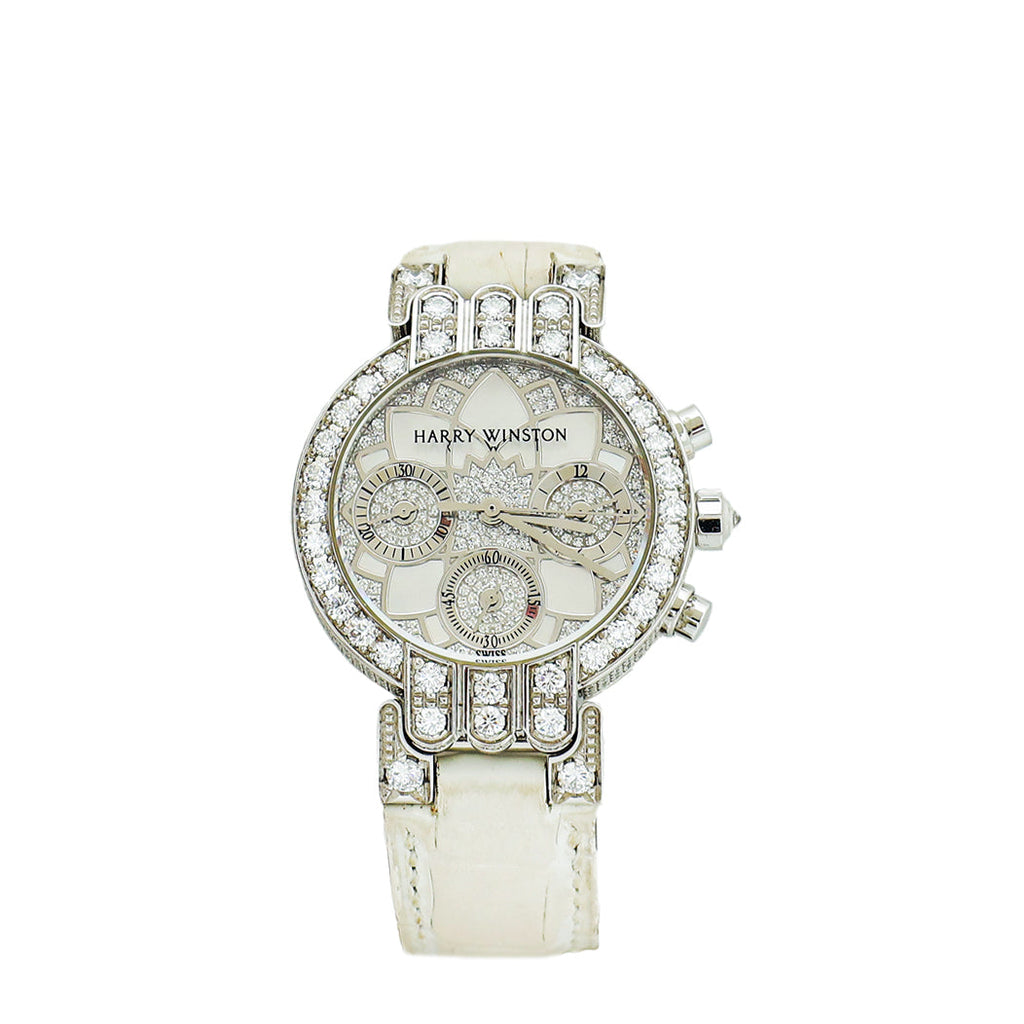 Harry Winston 18K White Gold Diamond Premier Chronograph 32mm Watch
