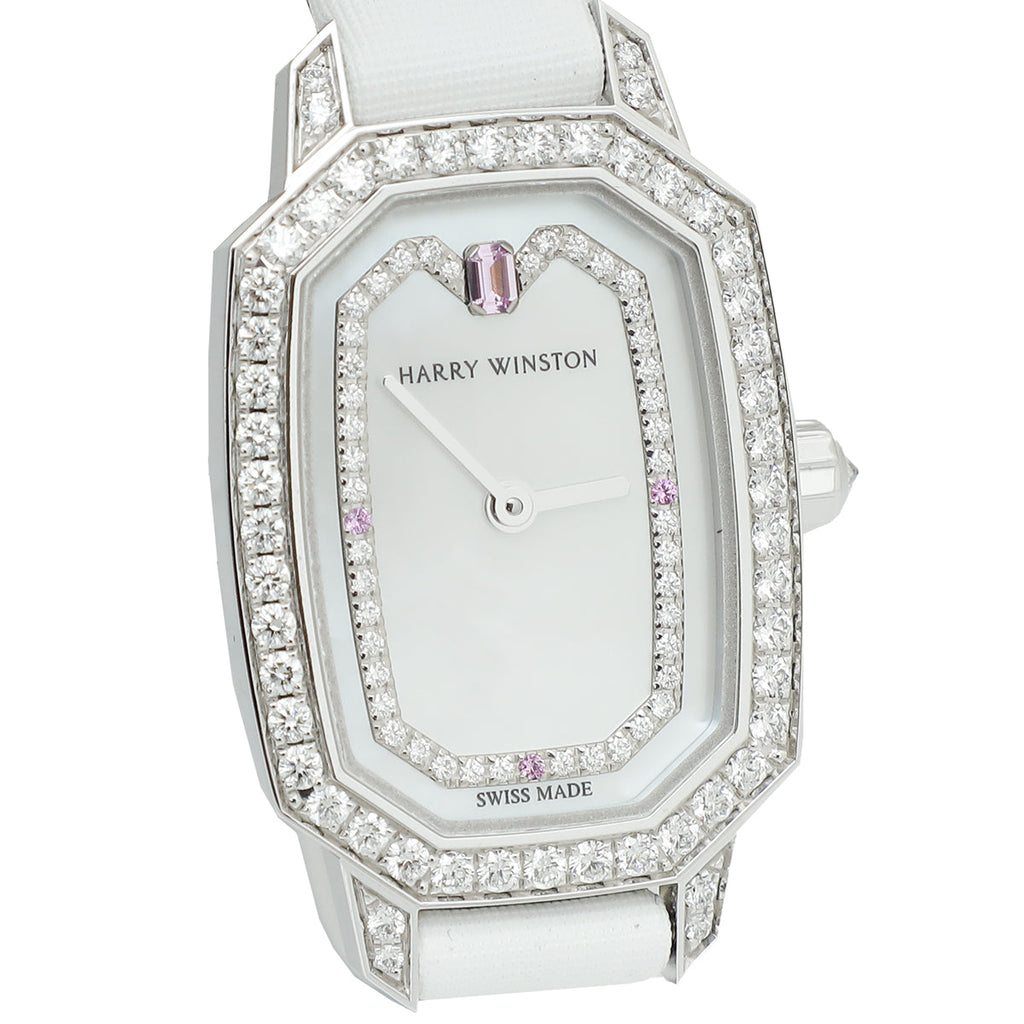 Harry Winston Emerald 18K White Gold Diamond Quartz Watch