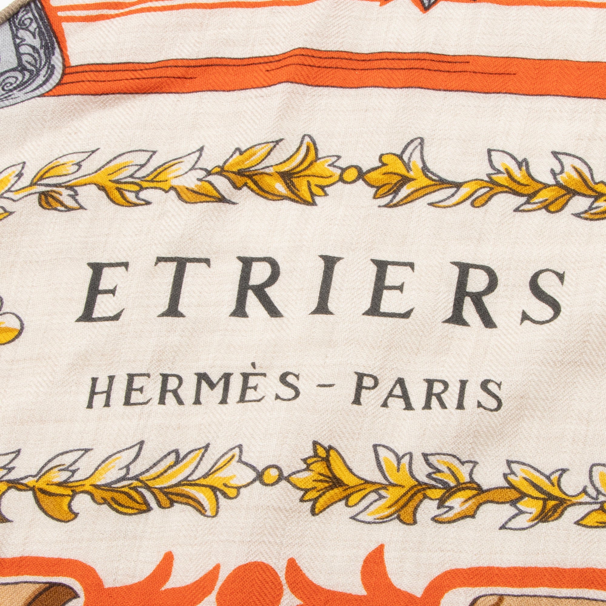 Hermes Cashmere Silk Etriers Triangle Scarf