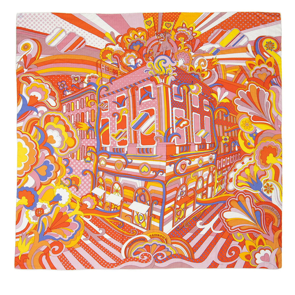 Hermes Cashmere Silk Faubourg Rainbow 140cm Shawl