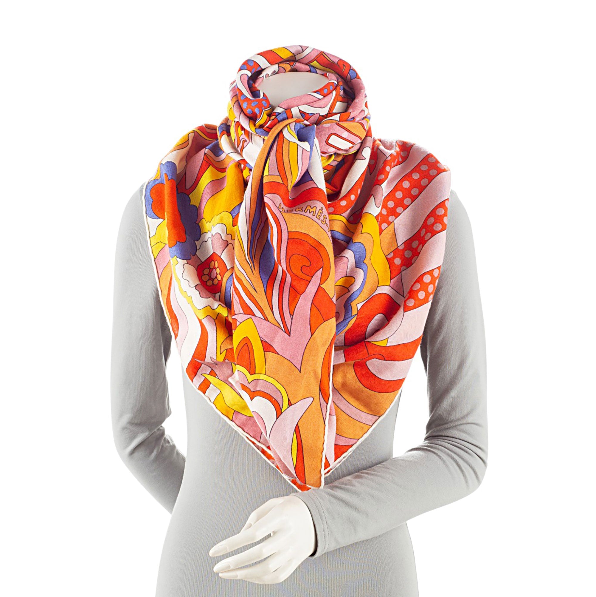 Hermes Cashmere Silk Faubourg Rainbow 140cm Shawl