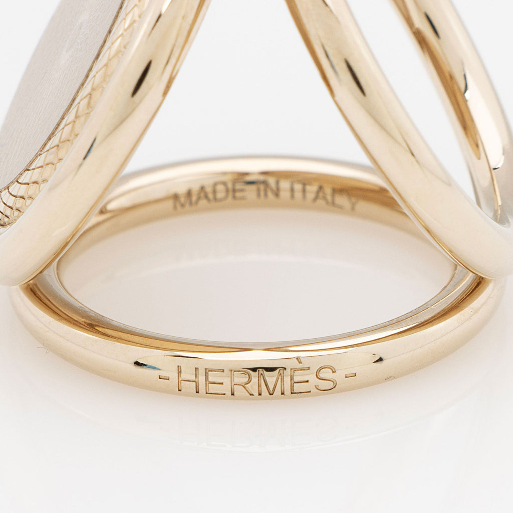 Hermes Palladium Rosace Gravee Trio Scarf Ring