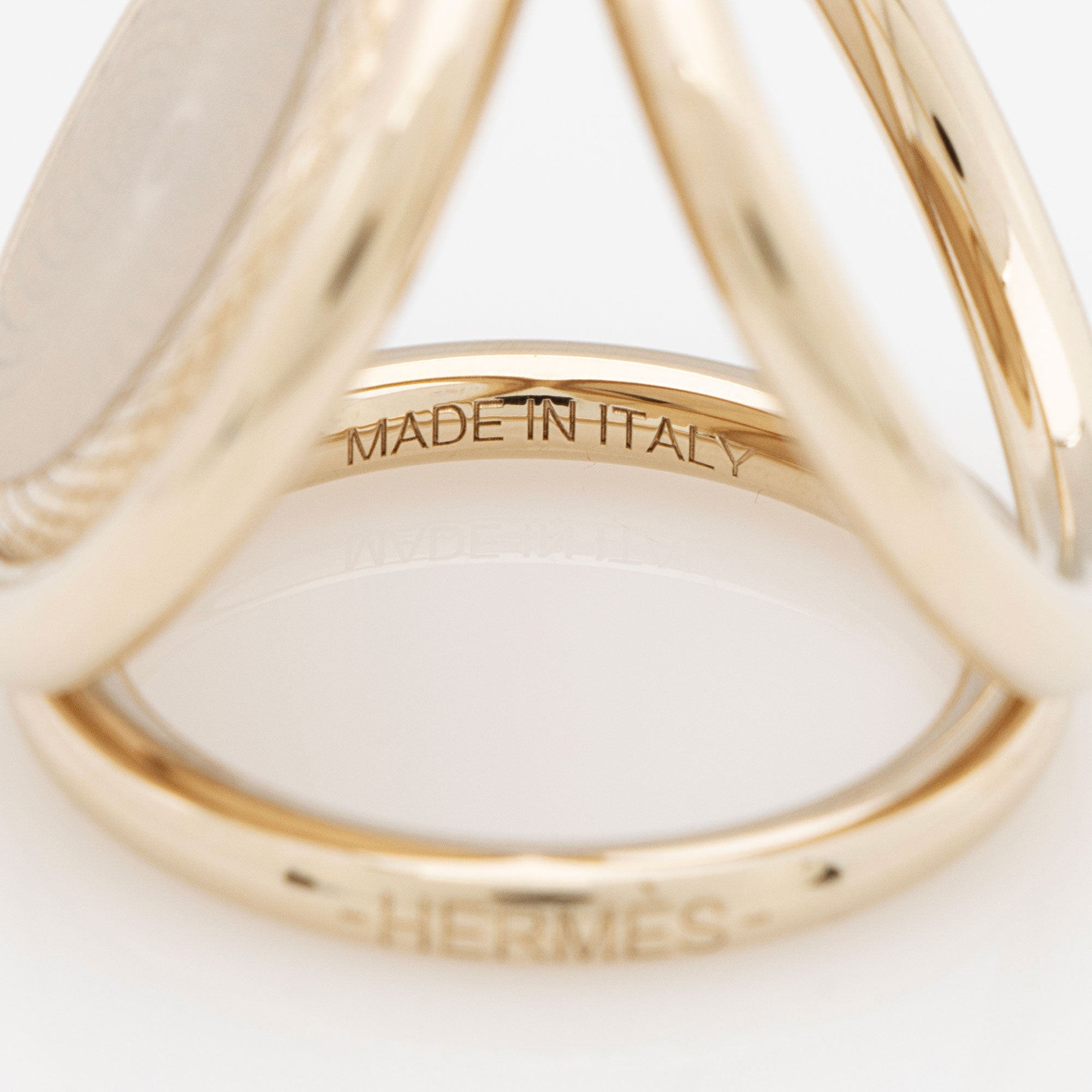 Hermes Palladium Rosace Gravee Trio Scarf Ring