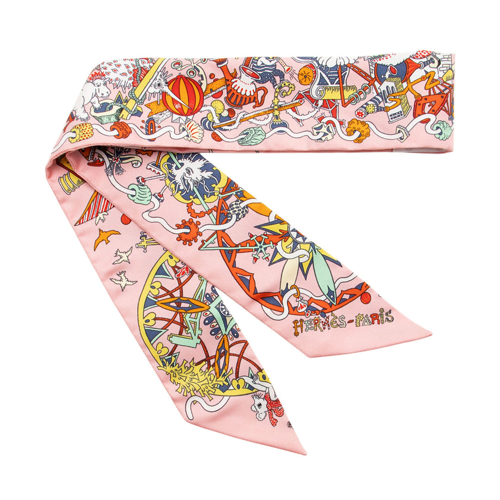 Hermes Silk La Folle Parade Twilly Scarf