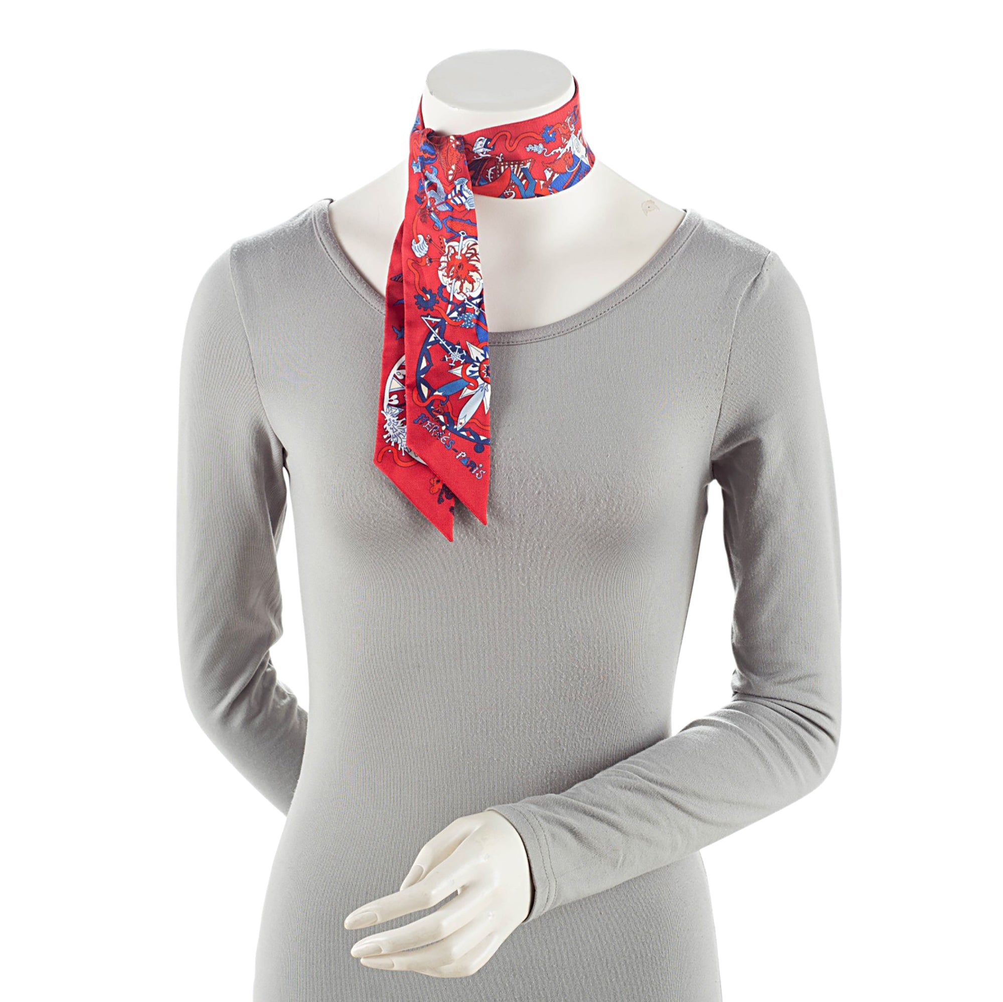 Hermes Silk La Folle Parade Twilly Scarf
