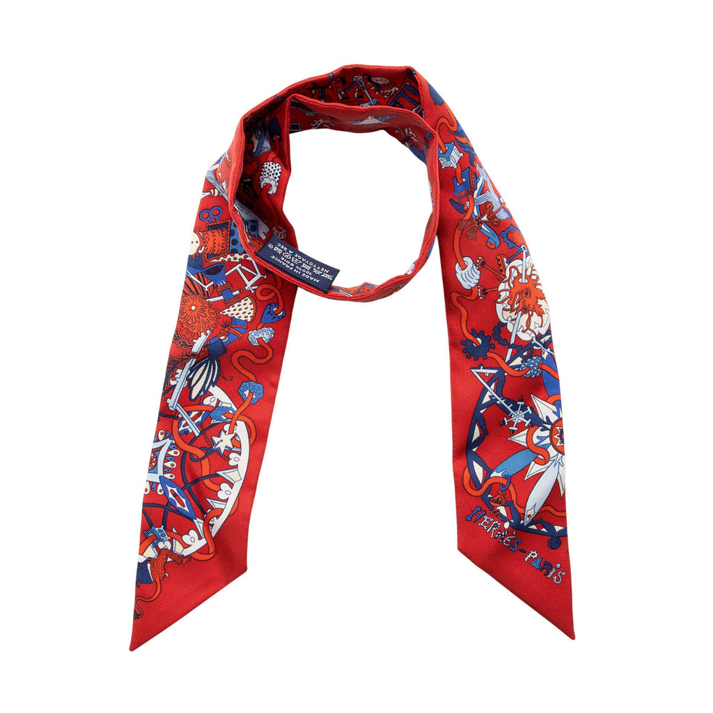 Hermes Silk La Folle Parade Twilly Scarf