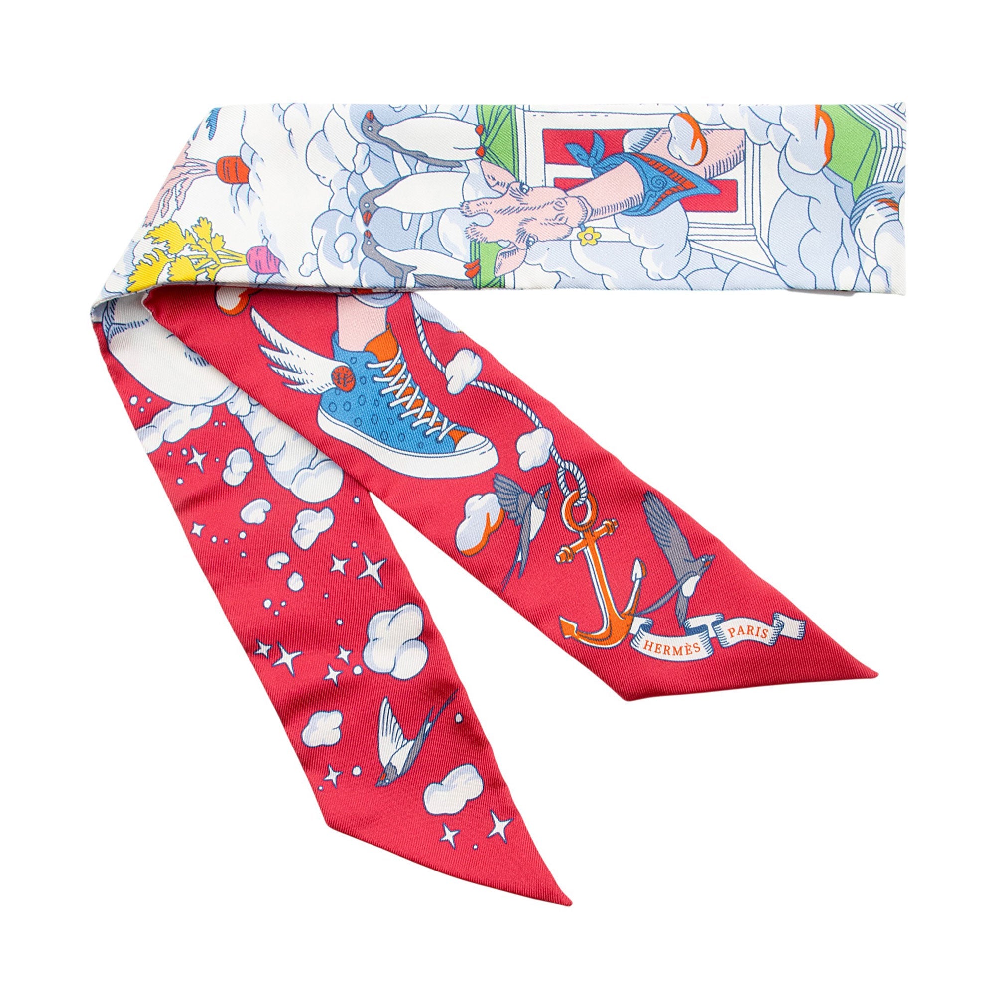 Hermes Silk Sur Mon Nuage Twilly Scarf