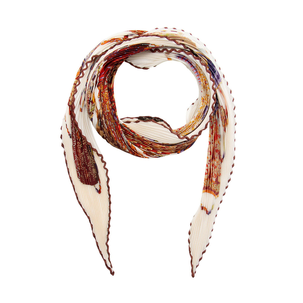 Hermes Silk Voyage En Etoffes Plisse Scarf