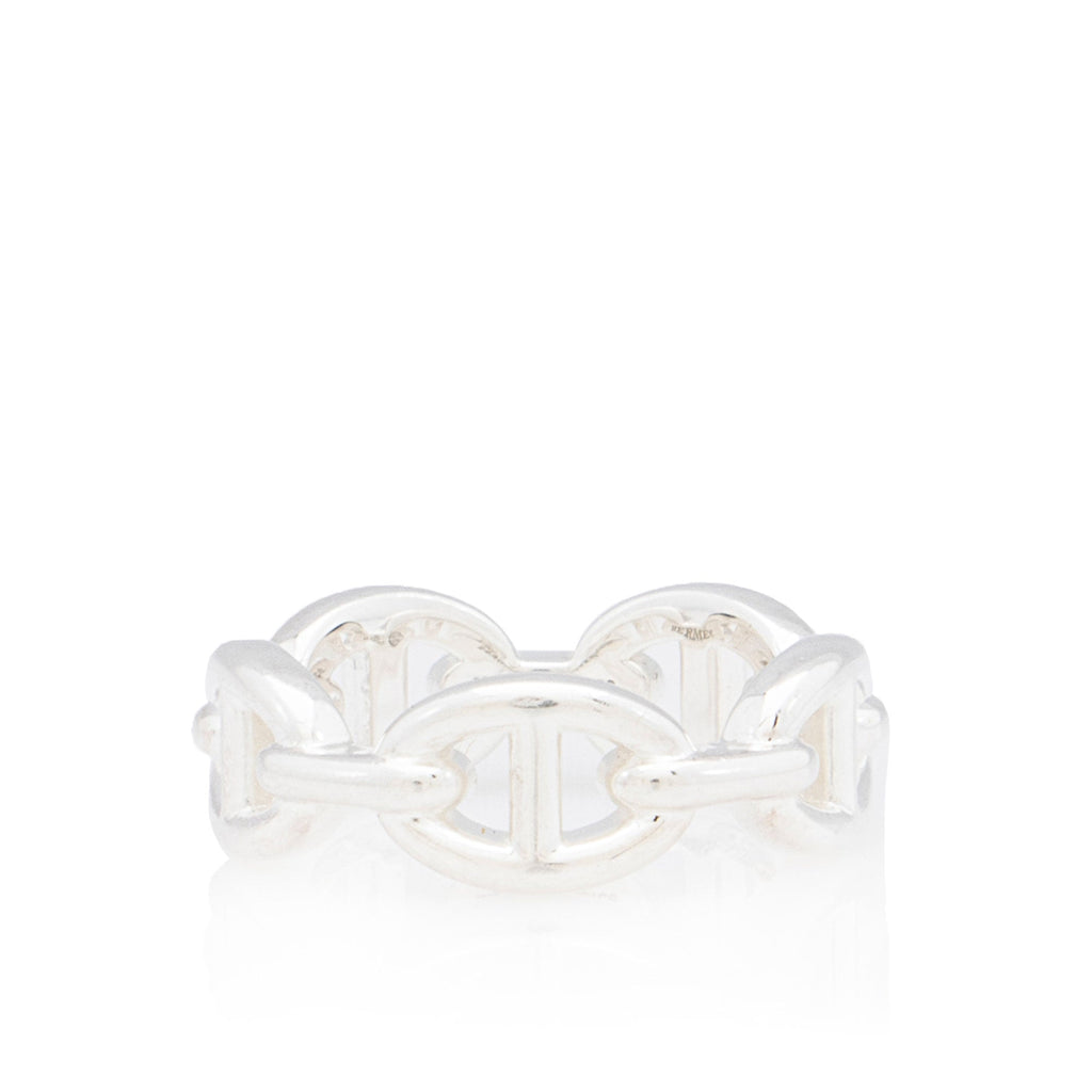 Hermes Sterling Silver Chaine d'ancre Enchainee Ring - Size 7 1/4