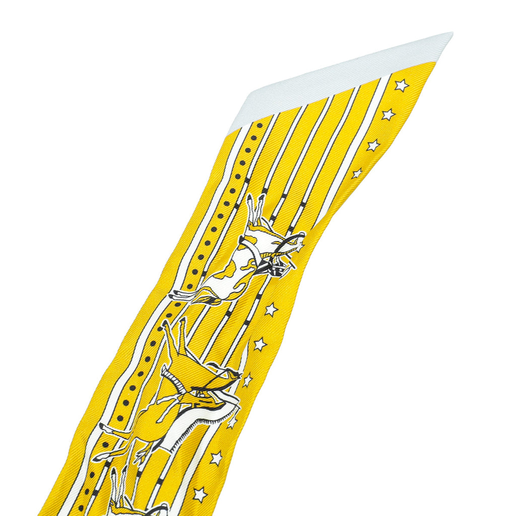 Hermes Bicolor Horses Print Silk Twilly