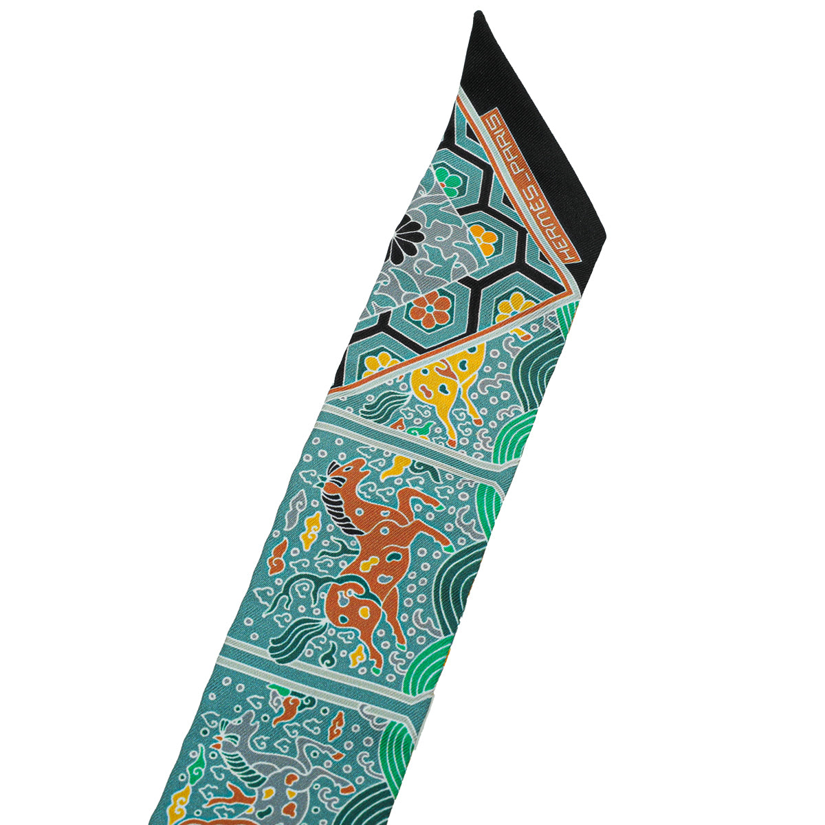 Hermes Multicolor Horse Printed Silk Twilly