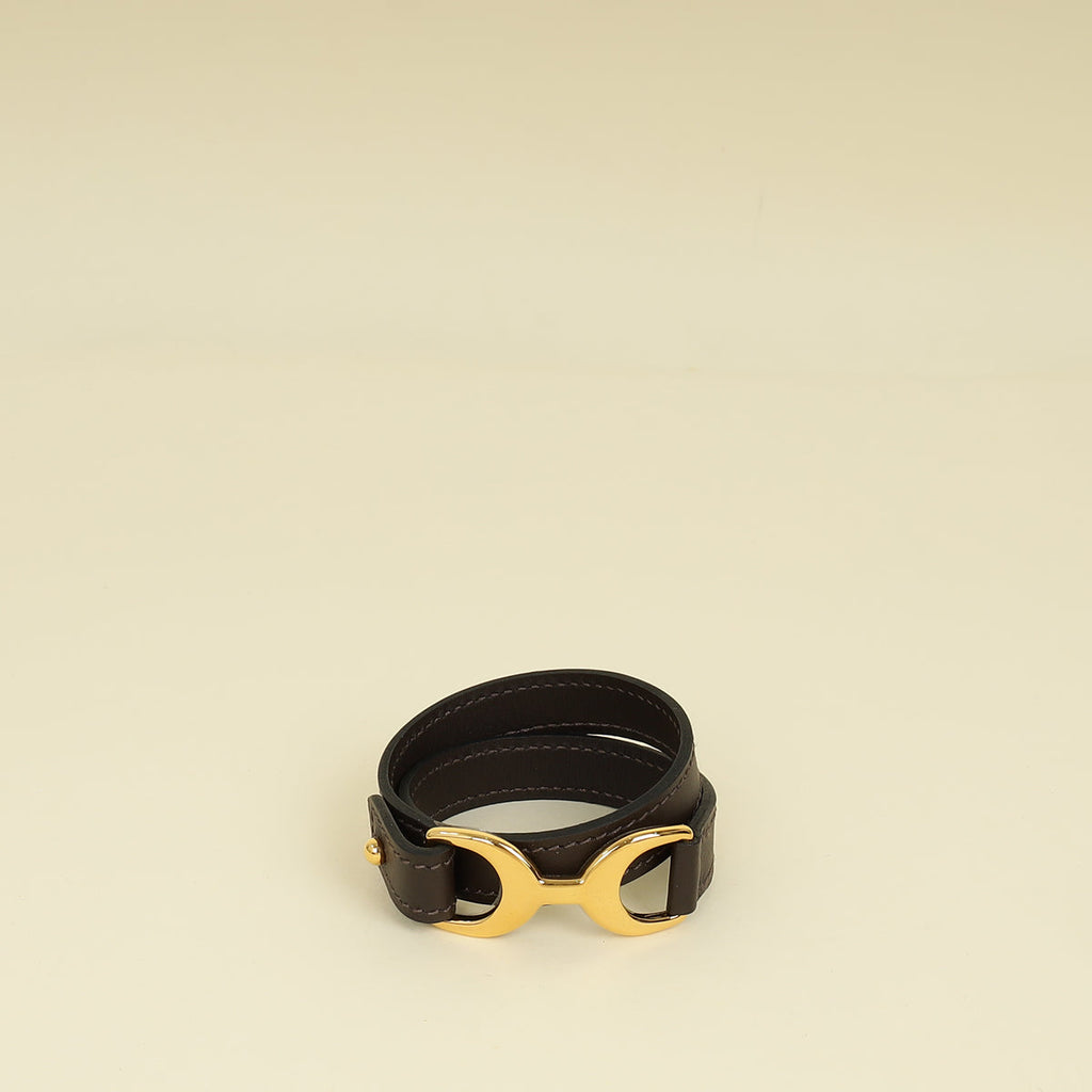 Hermes Chocolate Baby Pavane Double Tour Bracelet