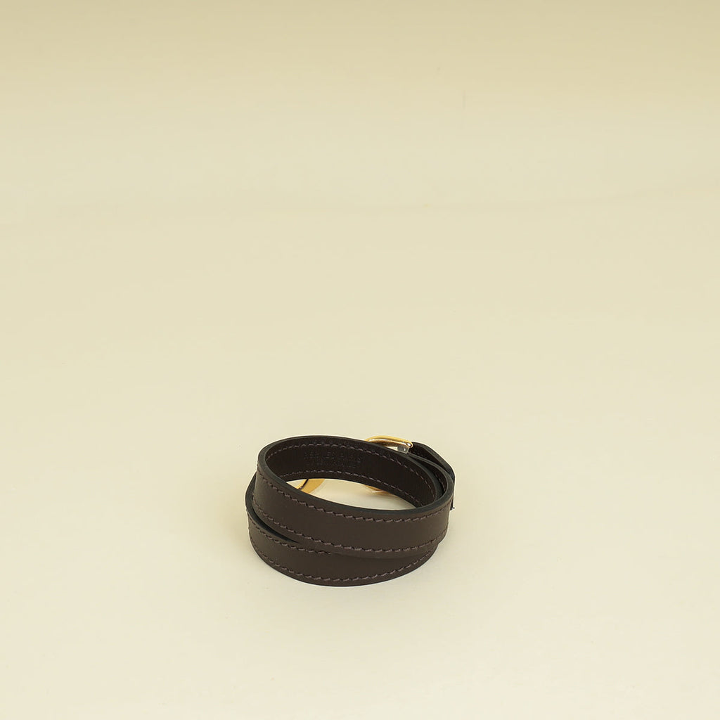 Hermes Chocolate Baby Pavane Double Tour Bracelet