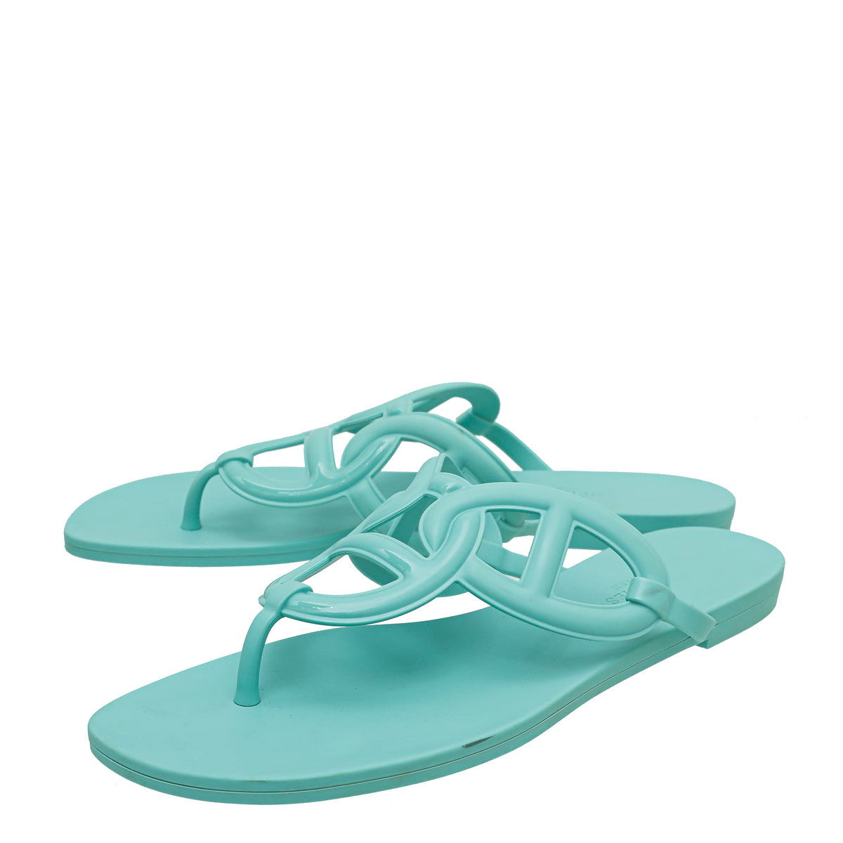 Hermes Vert Embrun Egerie Rubber Sandal 39