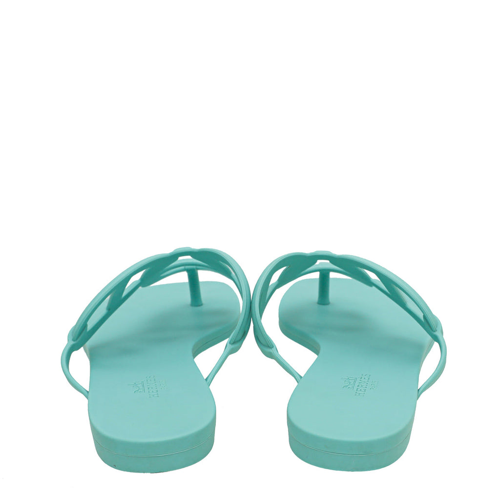 Hermes Vert Embrun Egerie Rubber Sandal 39
