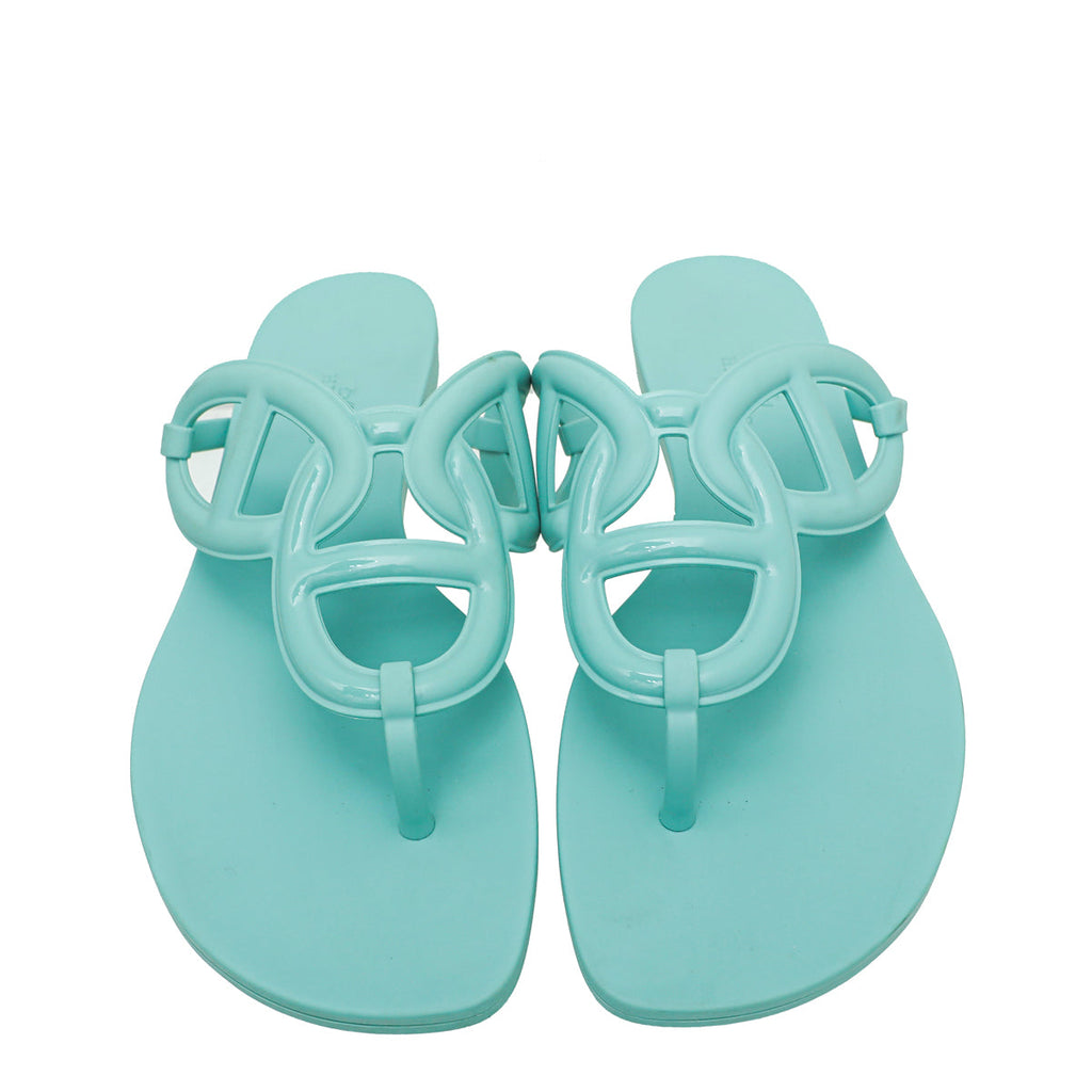 Hermes Vert Embrun Egerie Rubber Sandal 39