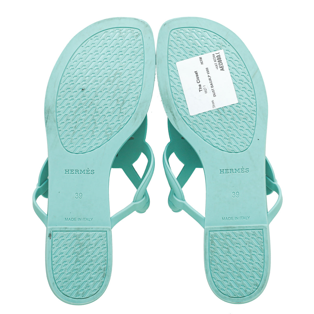 Hermes Vert Embrun Egerie Rubber Sandal 39