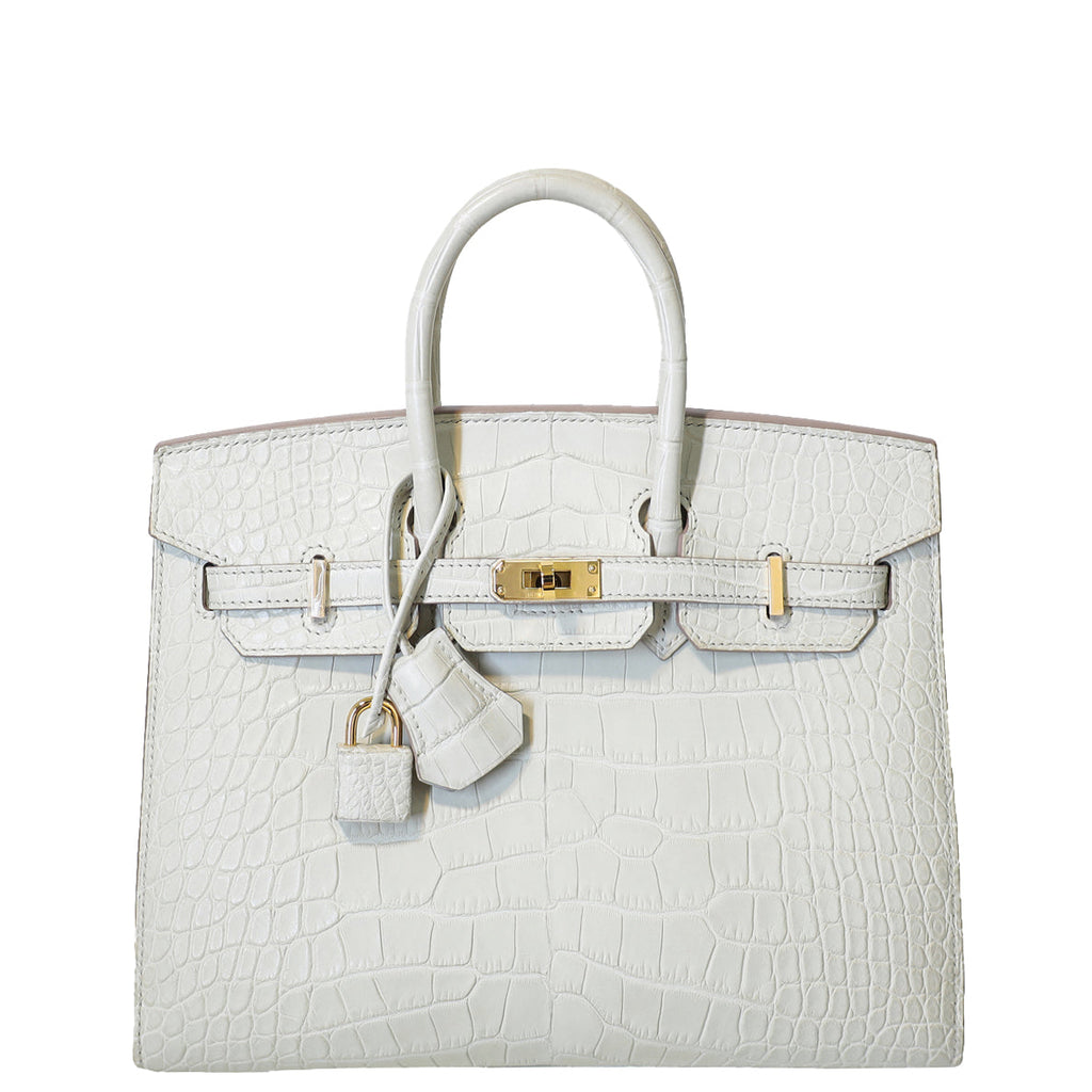 Hermes Beton Matte Alligator Mississippiensis Birkin 25 Sellier Bag