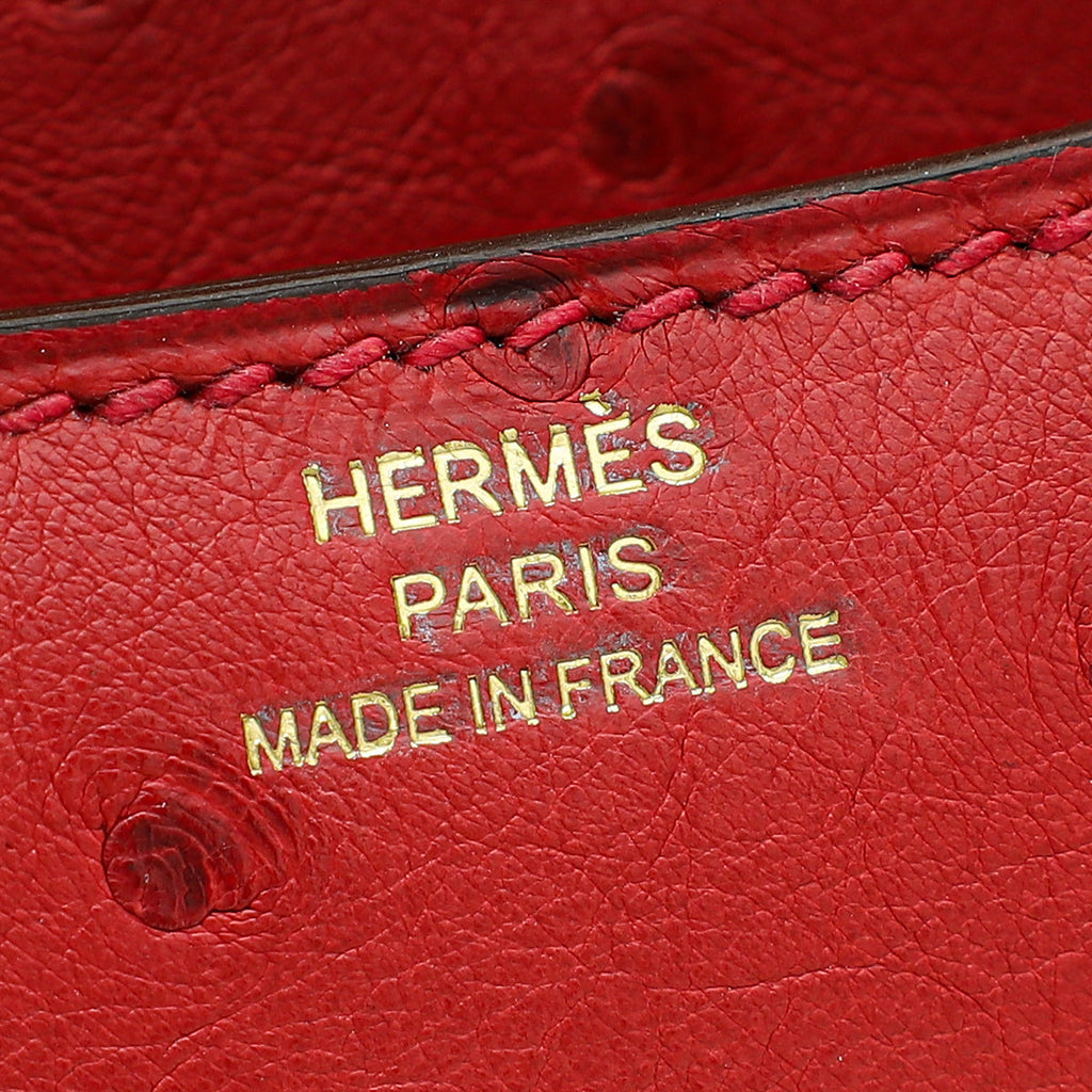 Hermes Rouge Vif Ostrich Constance 18 Bag