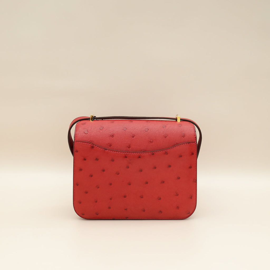 Hermes Rouge Vif Ostrich Constance 18 Bag