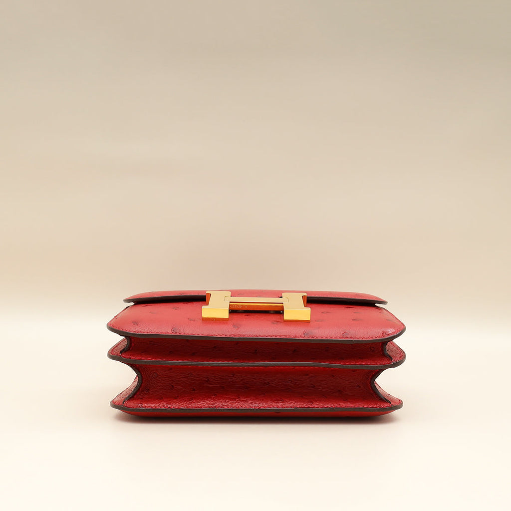 Hermes Rouge Vif Ostrich Constance 18 Bag