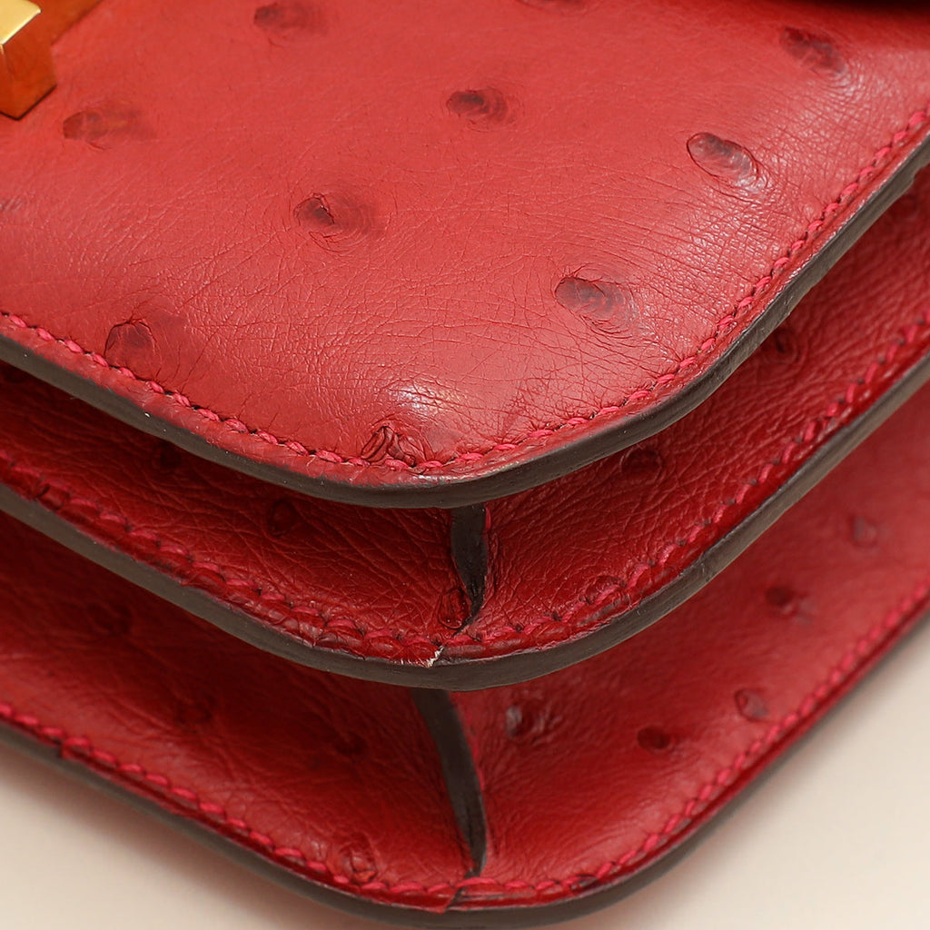 Hermes Rouge Vif Ostrich Constance 18 Bag