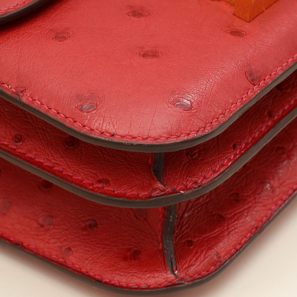 Hermes Rouge Vif Ostrich Constance 18 Bag