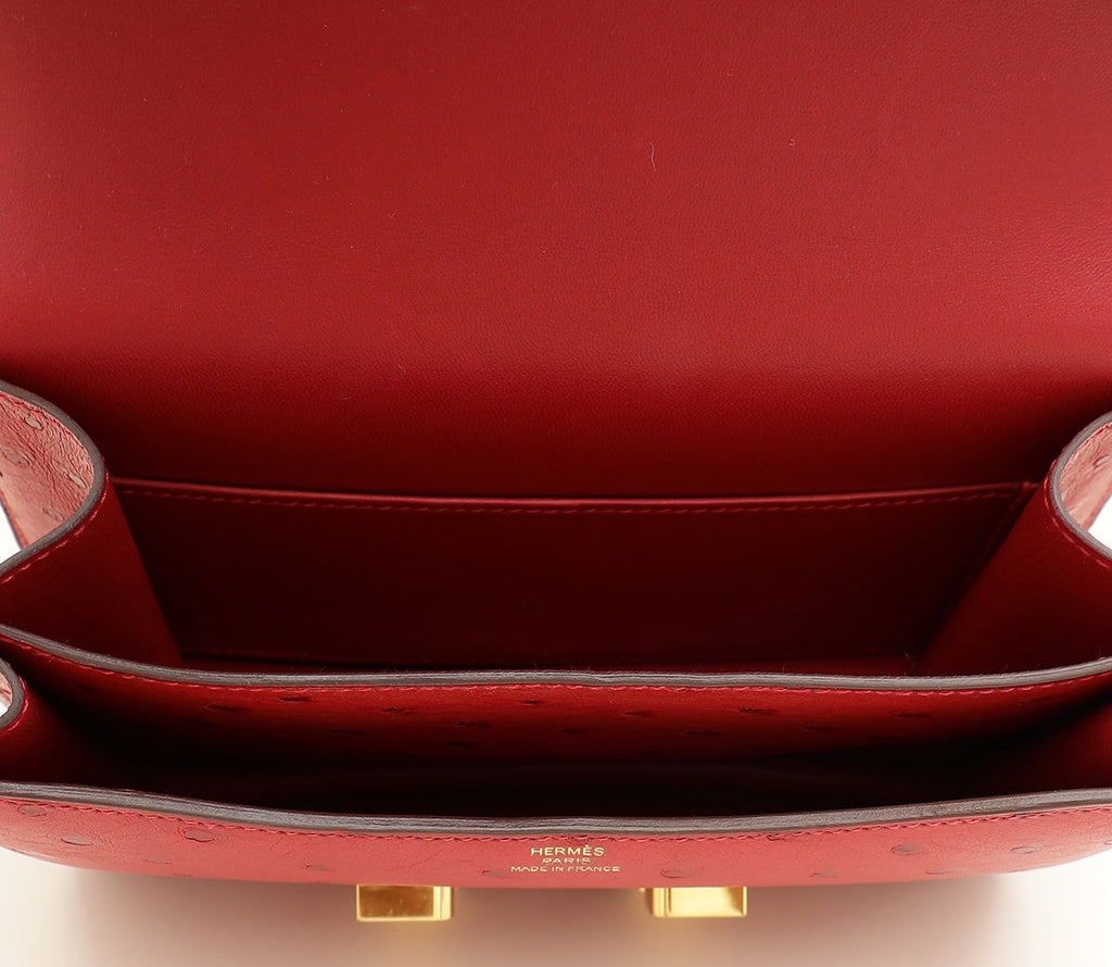 Hermes Rouge Vif Ostrich Constance 18 Bag