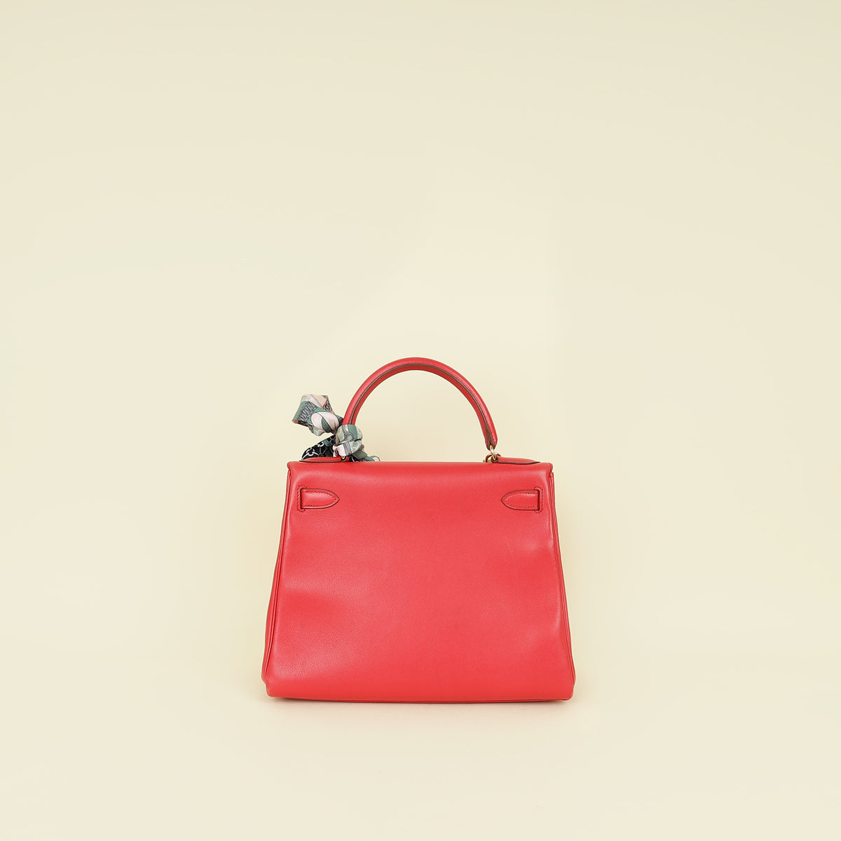 Hermes Rouge Vintage Kelly 28 Bag W/ Twilly