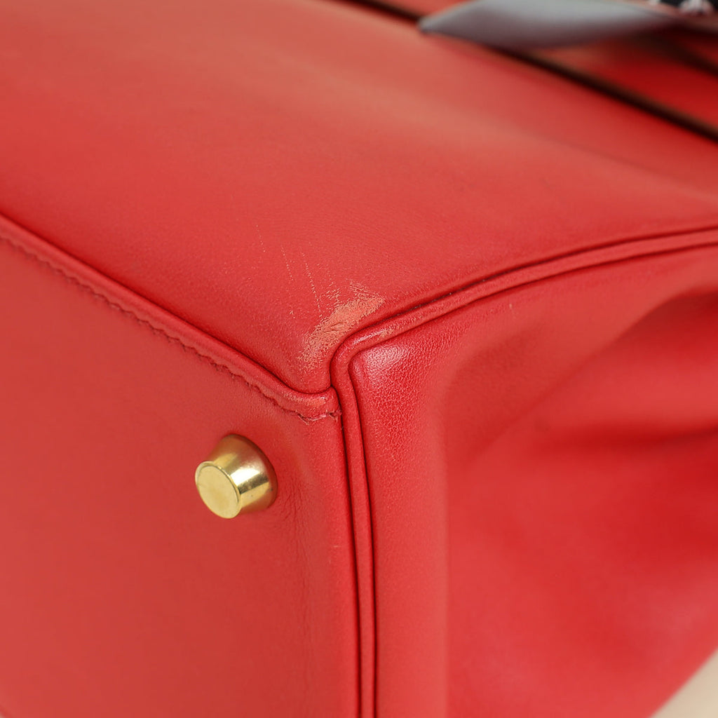 Hermes Rouge Vintage Kelly 28 Bag W/ Twilly