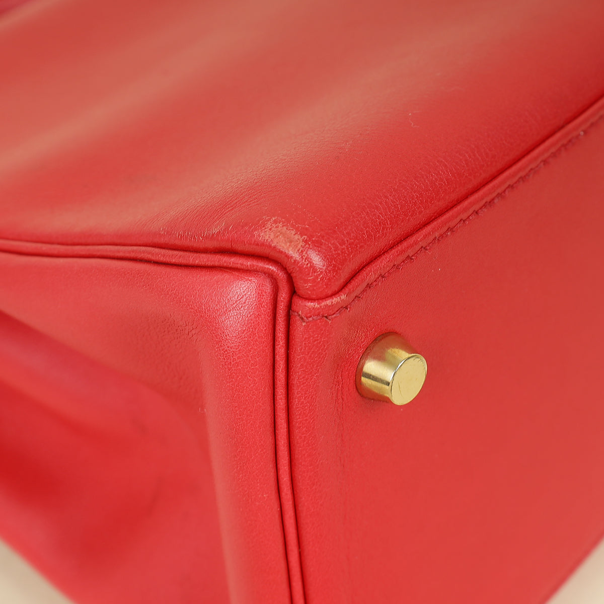 Hermes Rouge Vintage Kelly 28 Bag W/ Twilly