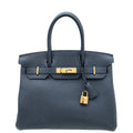 Hermes Blue Nuit Retourne Birkin 30 Bag