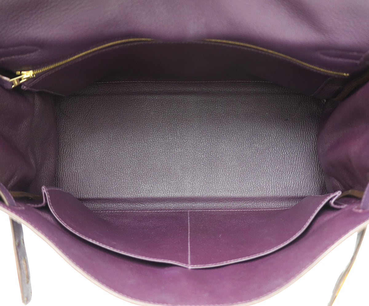 Hermes Raisin Retourne Kelly 35 Bag w/Scarf